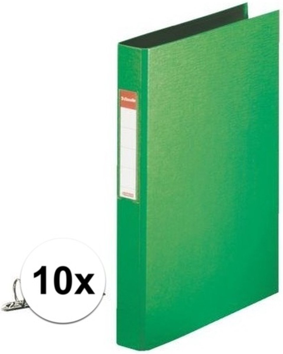 Esselte Ringband mappen/ordners - 10x - groen - A4 - opbergen - kantoorartikelen