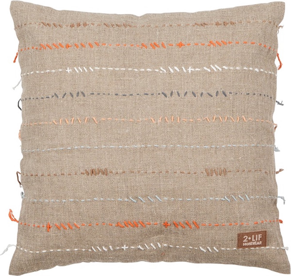 Linen & More Justin Or/gr/pi/bl/br Kussen | 47 X 47 | Sierkussen Voor Woonkamer Of Slaapkamer Bruin