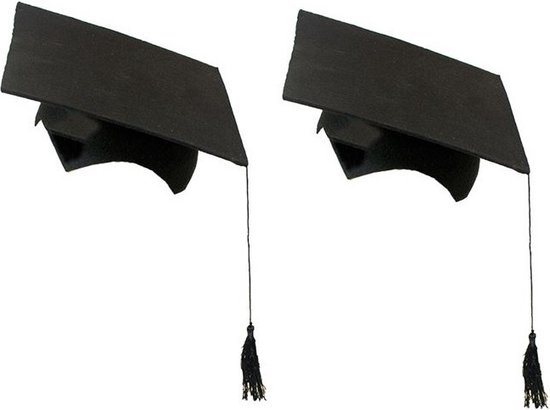 Relaxdays afstudeerhoed met kwastje, set van 2, diploma-uitreiking, eindexamen, bachelor & master, geslaagdhoed, geel