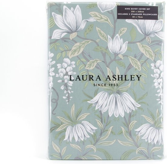 Laura Ashley | Housse de couette avec 2 taies d'oreiller Parterre Sage 230cm x 220cm