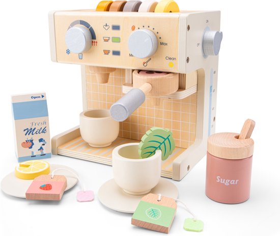 Foto: New classic toys houten speelgoed koffiezetapparaat espressomachine fsc