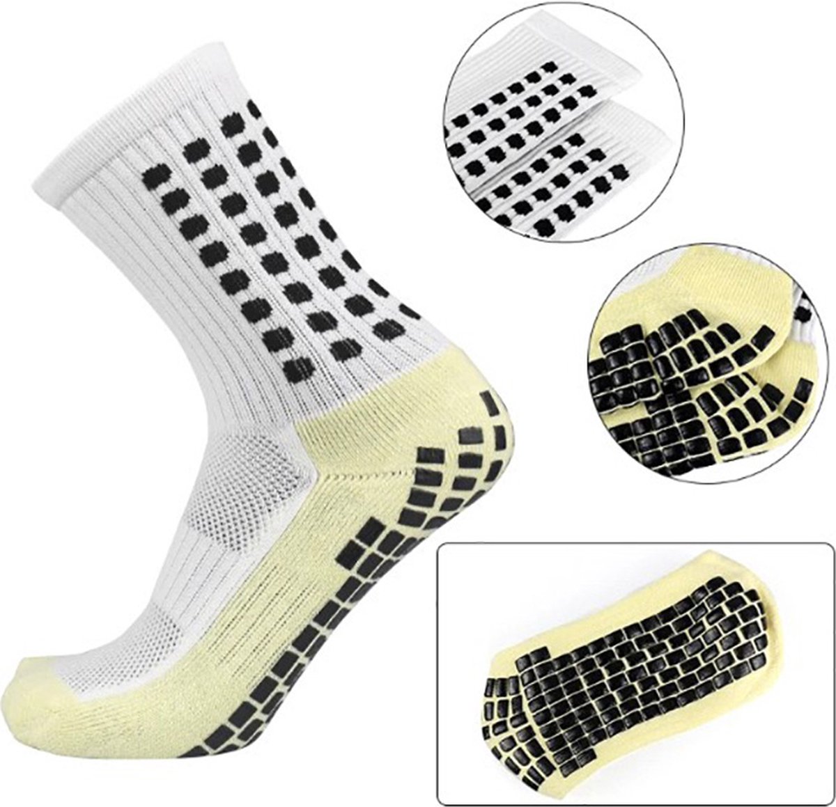 Actie4you® - Gripsokken - Sportsokken - Grip - One Size - Anti Blaren - Voetbalsokken - fitness - Sokken - 1 Paar - Maat 38 tot 44 - Wit
