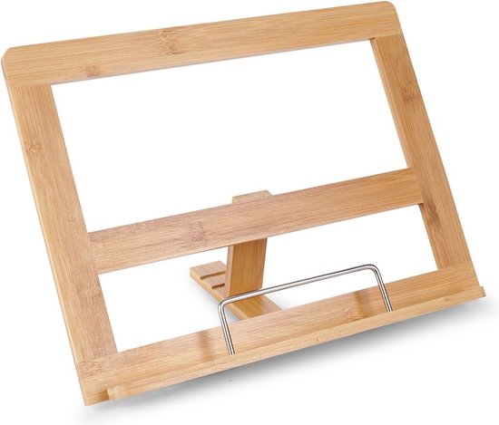 Boekenstandaard bamboe hout - boekenhouder - kookboekstandaard - tablet