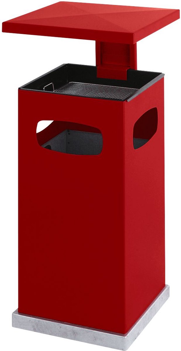 Asbak-prullenbak met afneembaar dak, 72 liter, rood