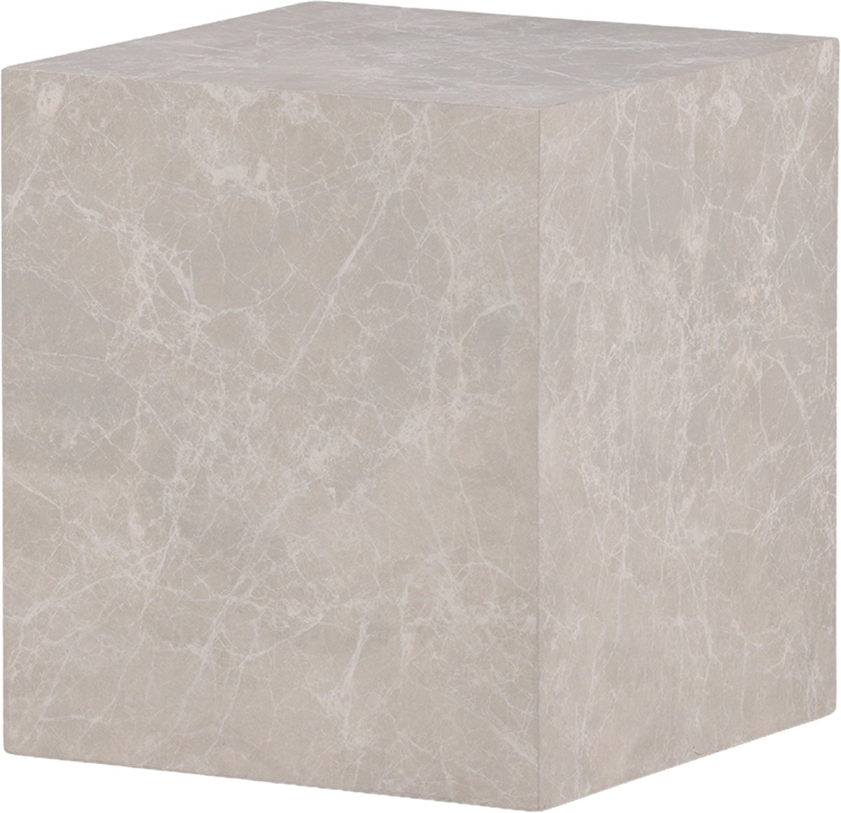 Nest living Zayn Bijzettafel Beige - Marmerlook - Vierkant - 40 x 40 x 45 cm