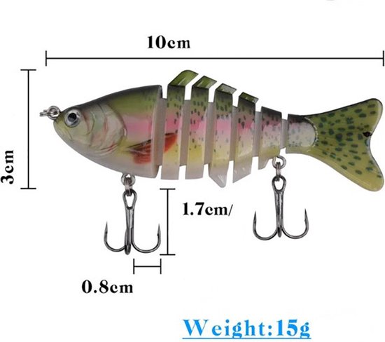 Actie4you® - Swimbait set - 3 stuks - kunstaas set voor roofvissen - Zeer realistische beweging - Visplug - Rammelaar van Actie4you — afbeelding 3