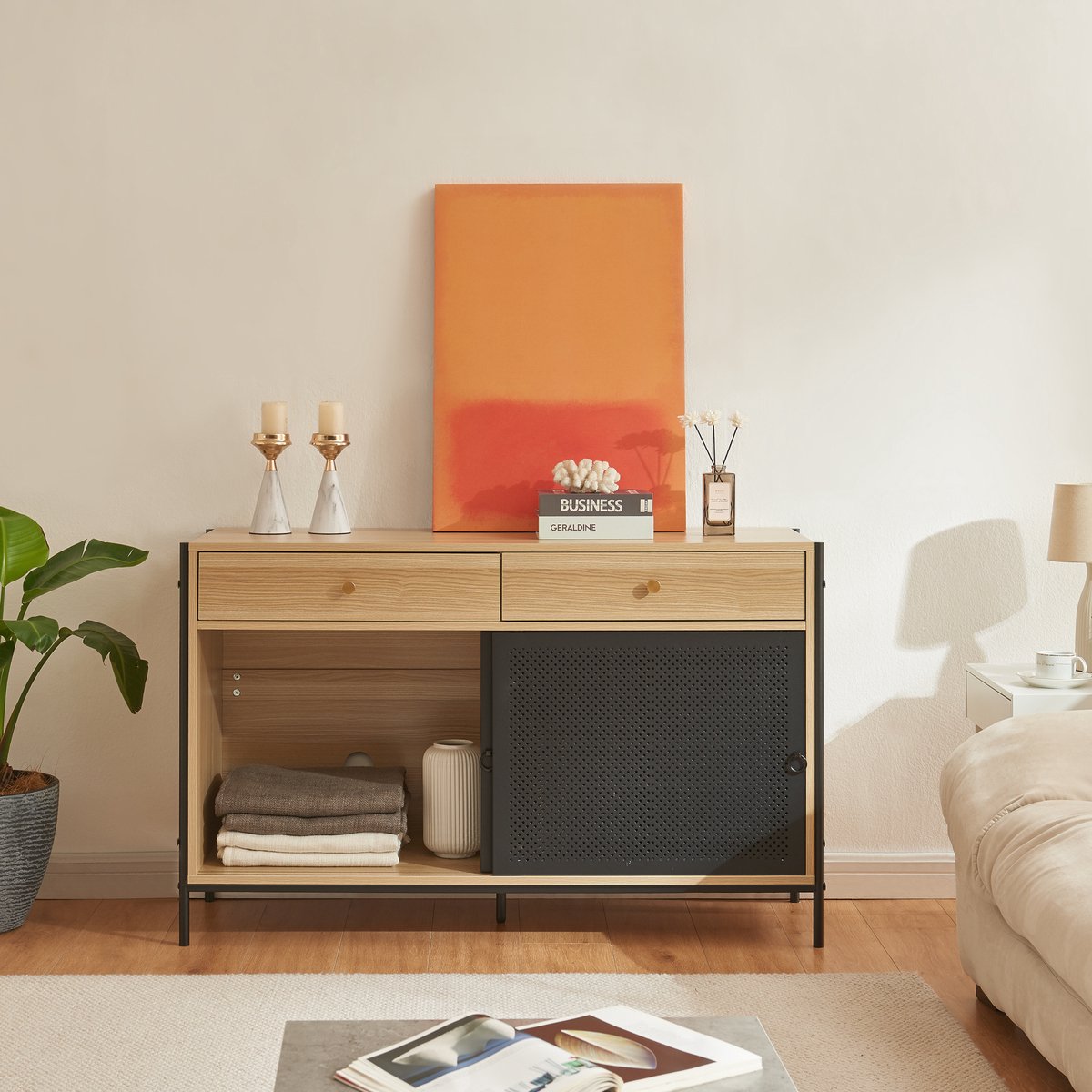 en.casa TV meubel Tysnes 120x40x75 cm eikenkleurig en zwart [en.casa]