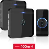 SAVS Draadloze deurbel met 2 ontvangers - Zwart - Bereik 400 meter - Waterdicht - Ontvangers zonder batterijen - 52 melodieën