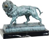 Lion - Patine verte - Sculpture en bronze - Décoration de la maison - Statues