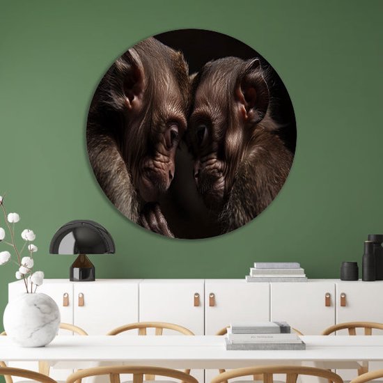 Tableau singe - Tableau Animaux rond - Cercle mural Fourrure - Décoration murale classique - Cercles muraux - Décoration murale cercle mural forex 90x90 cm