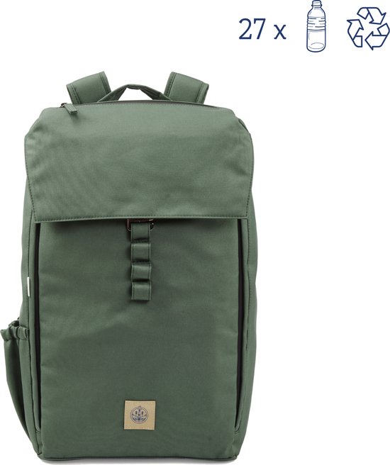 The BlueWave Collective - Re.27 Cycle | Daypack - Laptop Rugzak tot 16 inch - Gerecycled Plastic - Rugtas 25 L - Waterdicht en Duurzaam - Groen