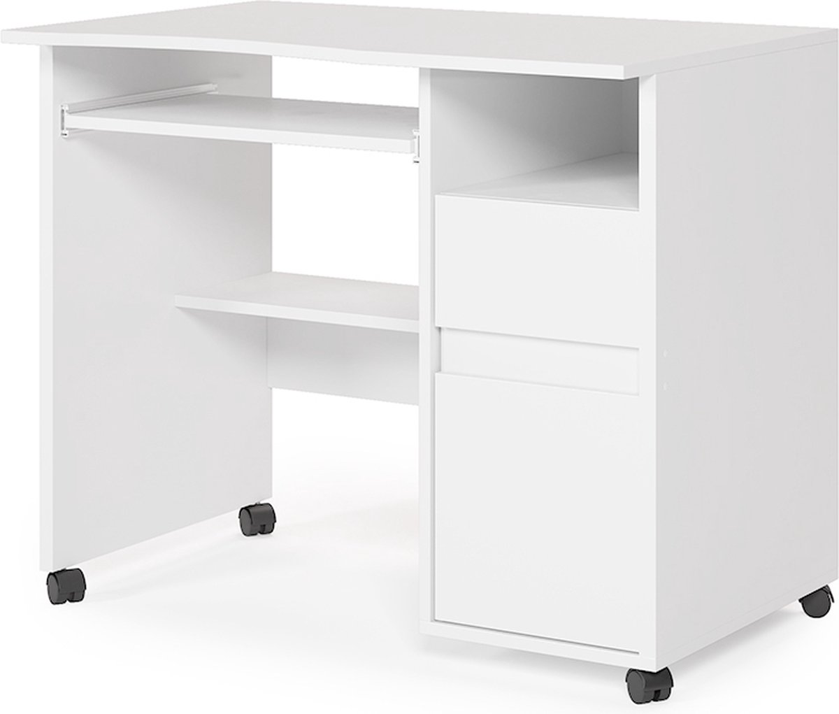 Bureau d'angle VICCO Arion blanc anthracite - Grande surface de rangement - 90 x 90 cm