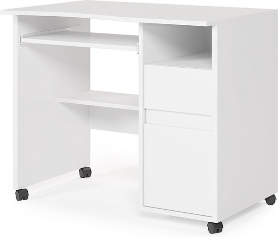 Vicco Bureau Tomy, Sonoma/Blanc, 150x59cm, avec des espaces de Rangement Ouverts pour Un Stockage organisé