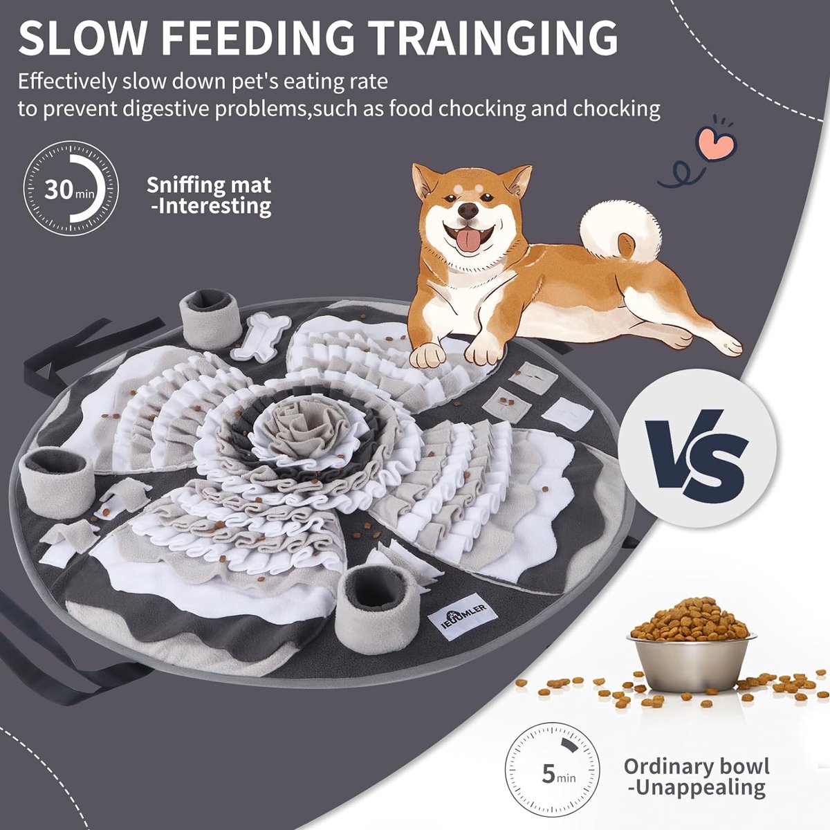 IEUUMLER FC009 snuffeltapijt voor honden, wasbaar, trainingsmat, intelligent speelgoed voor honden, bevordert natuurlijk zoeken naar voedsel en stressvermindering, grijs en oranje IEUUMLER FC009 snuffeltapijt voor honden, wasbaar, trainingsmat, intelligent speelgoed voor honden, bevordert natuurlijk zoeken naar voedsel en stressvermindering, grijs en oranje