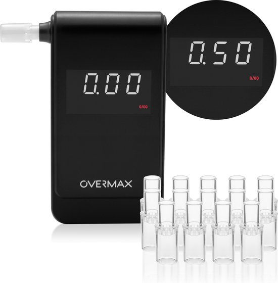 Overmax AD-10 - Alcoholtesters - Innovatieve voorspellende meter voor het bereiken van nuchterheid - Geheugen voor maximaal 50 metingen - Nauwkeurige meting - Snelle werking