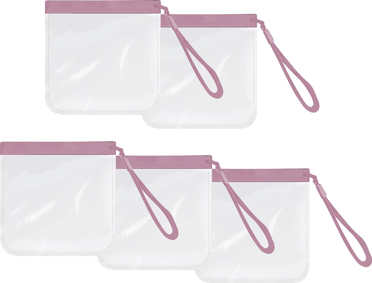 Somstyle Vloeistofzakken 5 Stuks Vliegtuig Handbagage - Transparant - Herbruikbaar - Roze