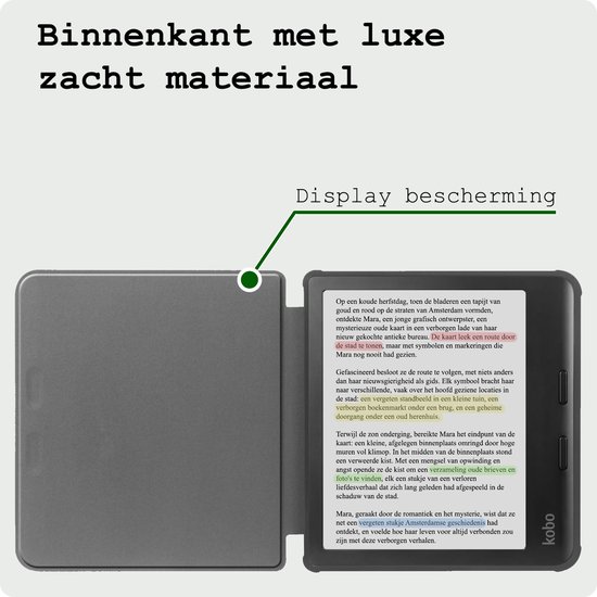 Hoes Geschikt voor Kobo Libra Colour Hoesje Bookcase Cover Hoes Met Screenprotector - Hoesje Geschikt voor Kobo Libra Colour Hoes Cover Case - Rood van Technosmart — afbeelding 5
