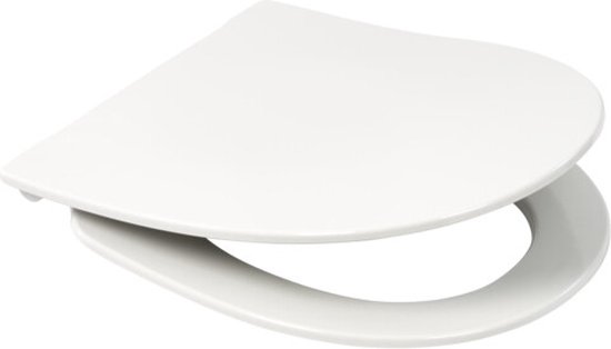 JNTFNE D-vormige softclose toiletbril met snelsluiting voor eenvoudige reiniging, toiletbrillen bovenbevestiging met verstelbare scharnieren, toiletbril D-vorm wit, 35,5 x 44 cm