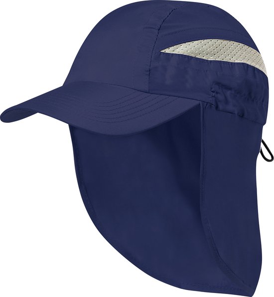 Pet met nekbescherming - Baseball cap - Petten - Verstelbaar - Met elastische sluiting - One size - Microvezel - Blauw