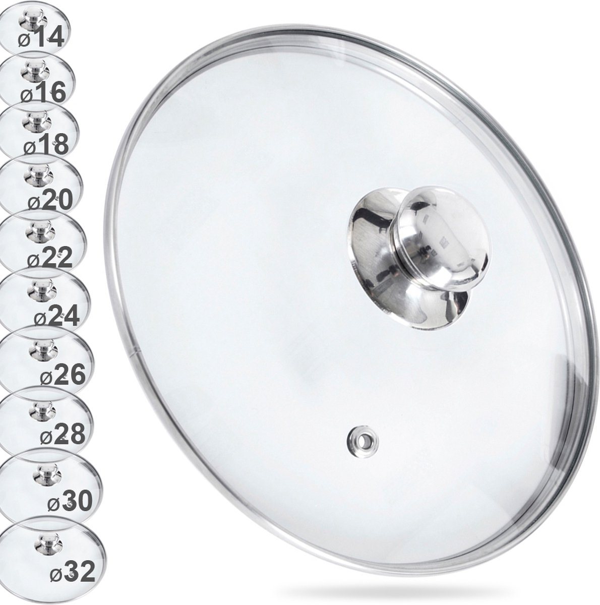 Deksel Glas 28 cm - Pannendeksel - Pandeksel - Potdeksel
