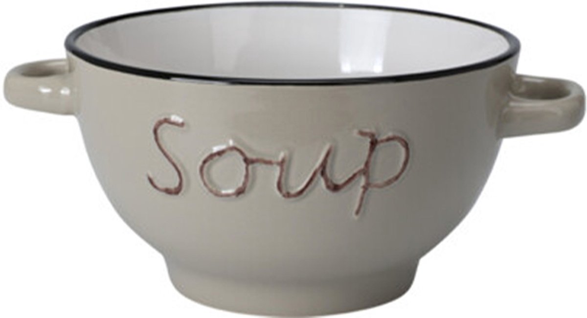 Excellent Houseware Soepkommen/serveer schaaltjes - Gres - porselein - D14 x H78 cm - bruin