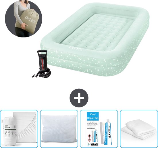 Intex Letto Da Viaggio Kidz Con Pompa A Mano: Materasso Gonfiabile Per Bambini, Per Campeggio E Pigiama Party