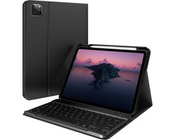 Accezz Tablet Hoes met Toetsenbord - Geschikt voor iPad Pro 11 (2022) / Pro 11 (2021) / Pro 11 (2020) / Pro 11 (2018) / Air 5 (2022) / Air 4 (2020) / Air 11 inch (2025) M3 / Air 11 inch (2024) M2 - QWERTY Bluetooth Keyboard Bookcase - Zwart