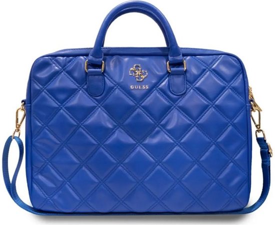 Foto: Guess quilted 4g metal logo laptop tas geschikt voor toestellen tot 16 blauw