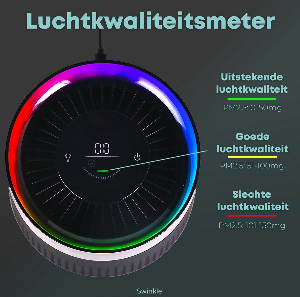 Swinkle Aurora Luchtreiniger - Air Purifier met LED Verlichting en HEPA Filter — afbeelding 7