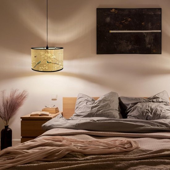 agctrler Wandlampen decoratieve lampenkappen jaren 70, bamboe lampenkap staande lamp, hanglamp tafellamp, E27 lampenkap vintage, lampenkappen hanglampen groot (A