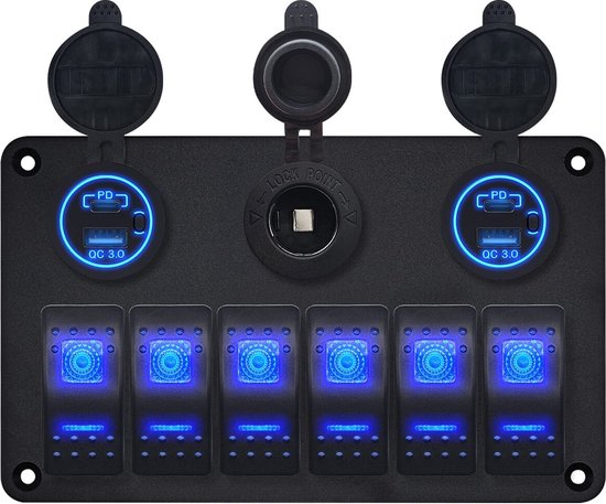 allpa Aluminium schakelpaneel 12V - 6-schakelaars
