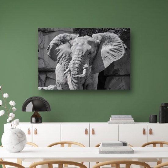 Décoration murale éléphant - Tableaux Animaux - Peinture sur toile Défenses - Décoration murale industrielle - Toile avec cadre boîte peinture salon - Décoration bureau toile avec cadre boîte 150x100 cm