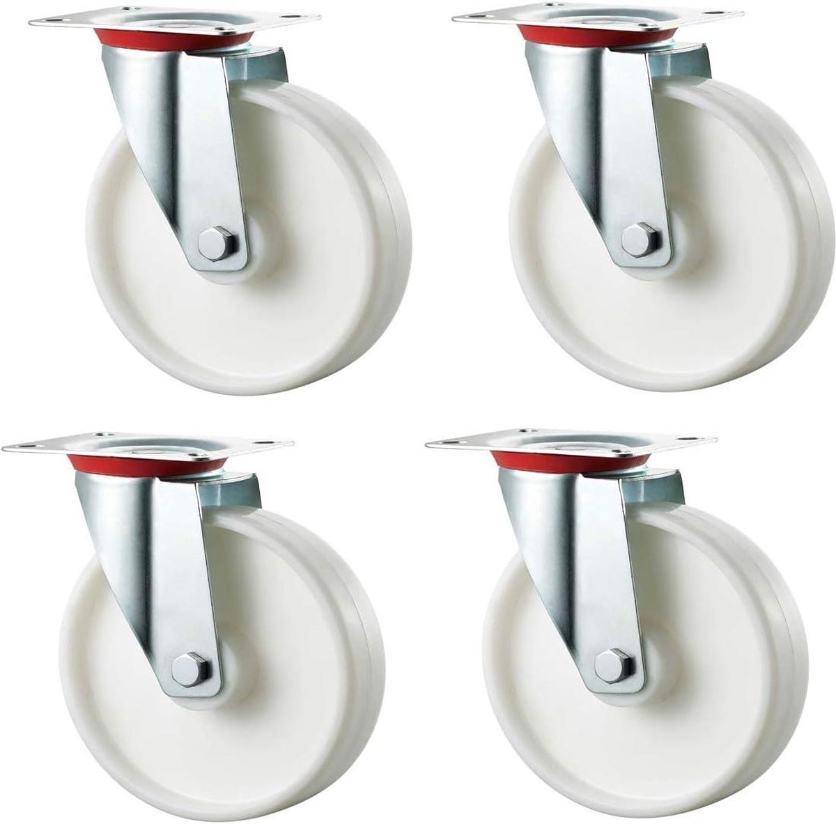 125mm Nylon zwenkwielen - Top Plate Fitting - Heavy Duty - Max 640Kg per set