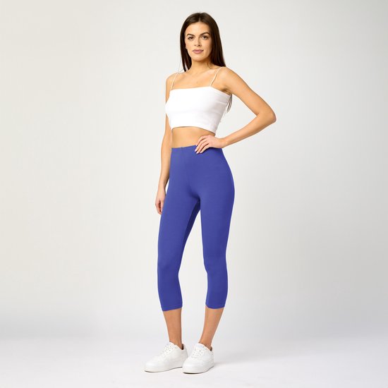 Merry Style MS-MS10-144-LE Dames Capri Leggings - Sport - Vrijetijdsbroek - 3/4 Lengte - Viscose - Sporbroek - Yogabroek - Kobalt - S