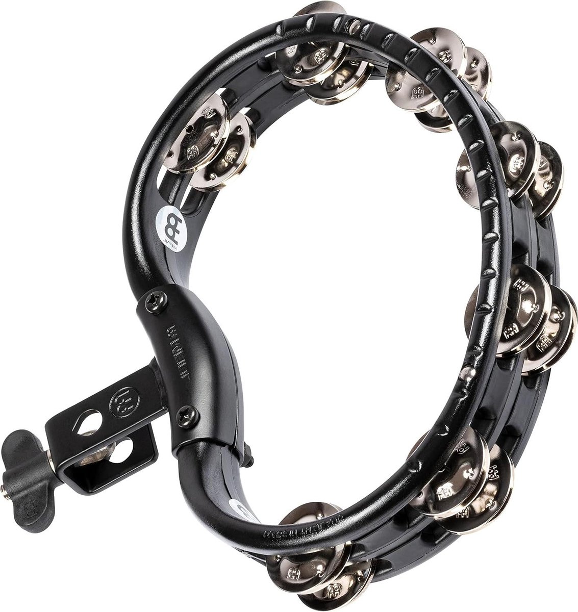 Tambourine (ABS-plastic) met stalen klemmen (2 rijen) - monteerbaar zwart - TMT2BK
