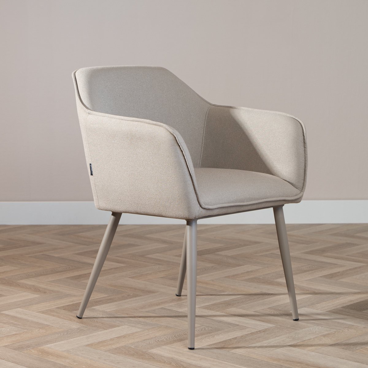 Bronx71® Scandinavische eetkamerstoel Elin taupe gerecyclede stof - stoel