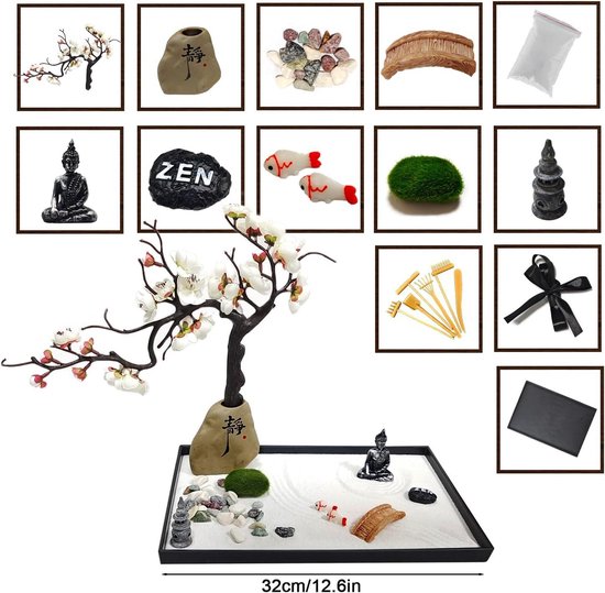 Tuin decoratie Zen stenen bij een bloem - 40x30 cm - Tuindoek