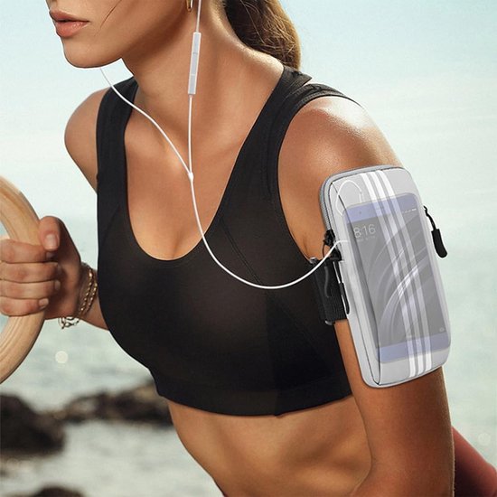 Brassard Telephone Sport Brassard De Téléphone Pour Course à Pied Avec Poche Zippée Pour écouteurs, Clés De Voiture, Résistant à L'eau Pour IPhone 14 13 12 Brassard De Sport