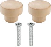 Kastknoppen Hout - 2x - Meubelknop voor lades & deurtjes - 30MM - Meubelbeslag/Handgreep Rond