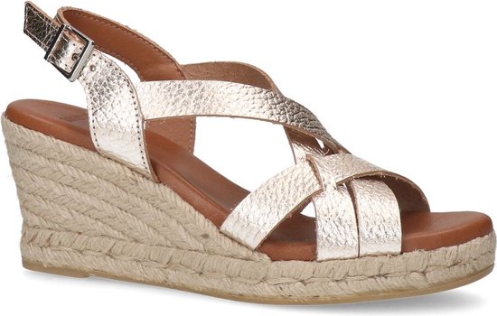 Manfield - Femme - Compensées en cuir métallisé doré - Taille 41