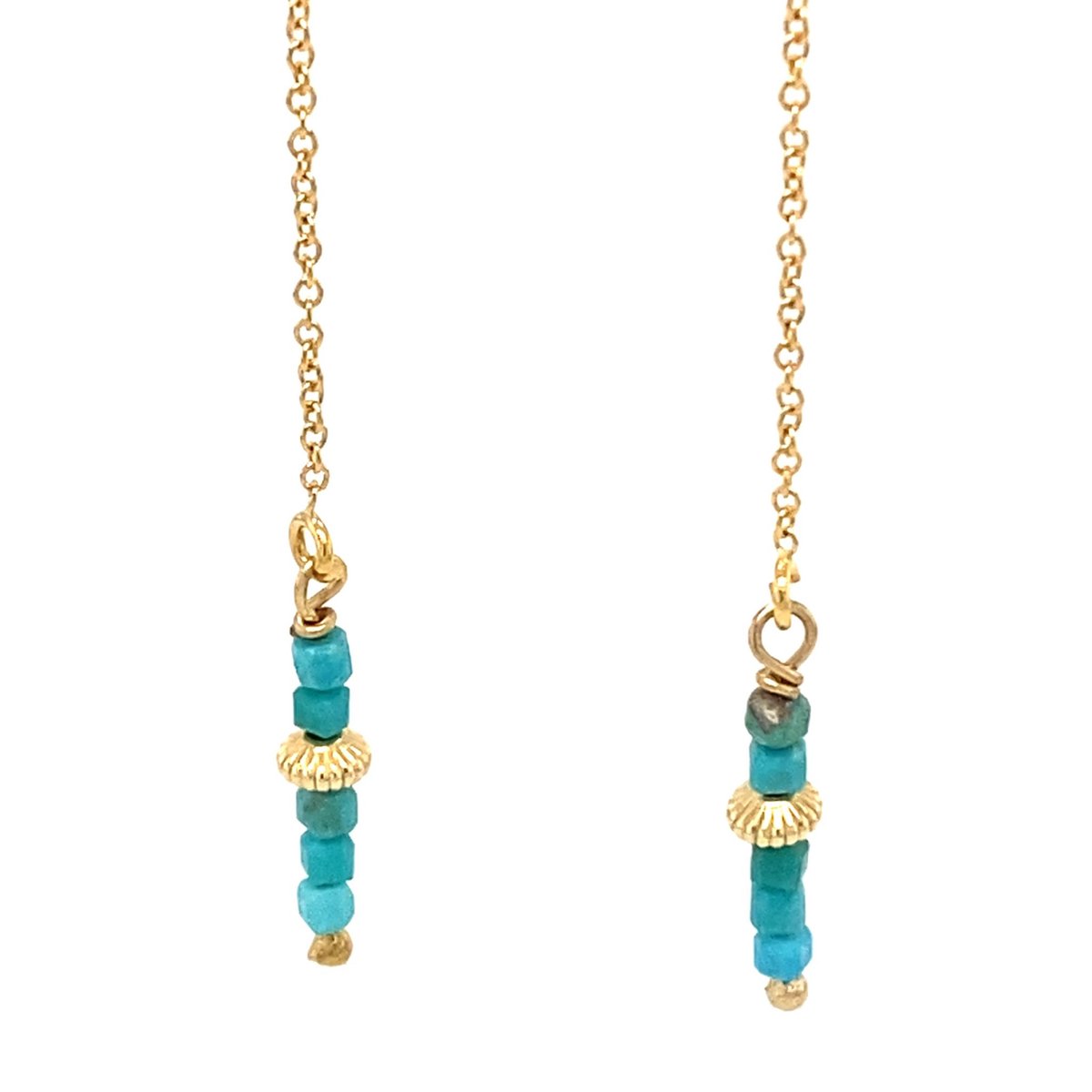 Pat's Jewels Oorbellen - Oorbellen Dames - Doortrek Oorbellen - Minimalistische Oorbellen - Turquoise - Goud