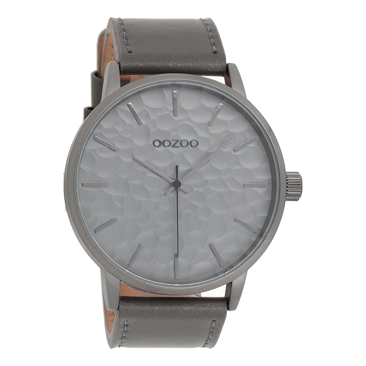 OOZOO Timepieces - Zilverkleurige horloge met olifant grijze leren band - C9440