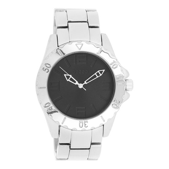 OOZOO Timepieces - Zilverkleurige horloge met zilverkleurige roestvrijstalen armband - C5301