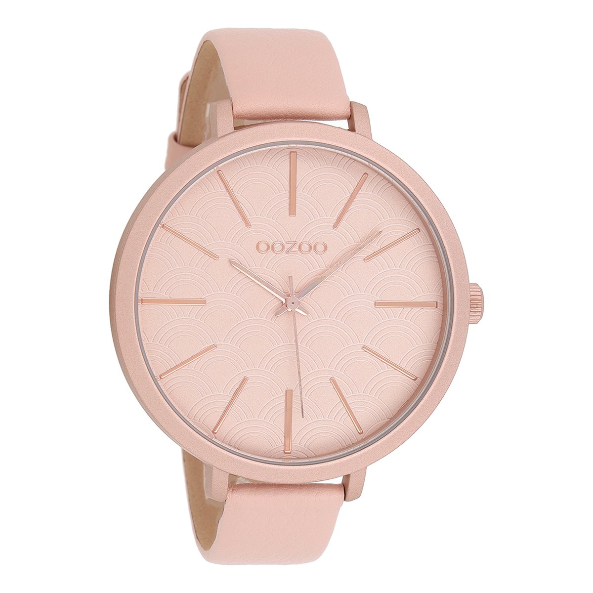 OOZOO Timepieces - Roze horloge met poeder roze leren band - C9675