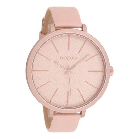 OOZOO Timepieces - Roze horloge met poeder roze leren band - C9675