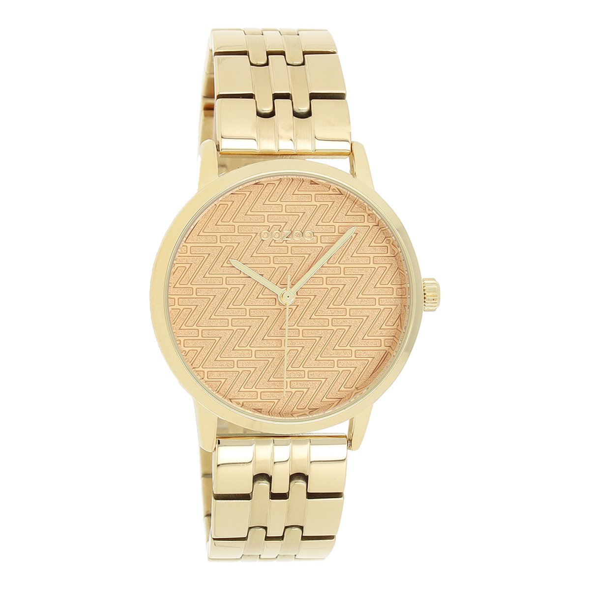 OOZOO Timepieces - Goudkleurige horloge met goudkleurige roestvrijstalen armband - C10557