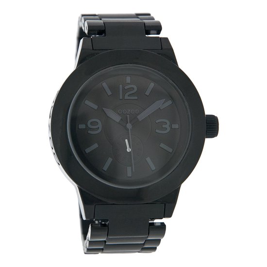 OOZOO Timepieces - Zwarte horloge met zwarte kunststof horlogeband - C4119