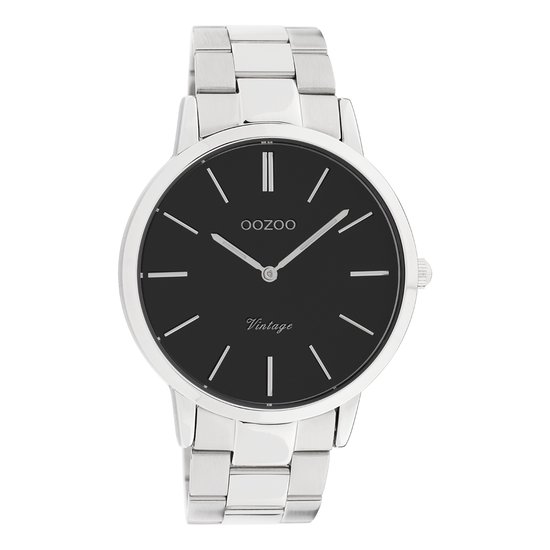 OOZOO Timepieces - Zilverkleurige horloge met zilverkleurige roestvrijstalen armband - C20022