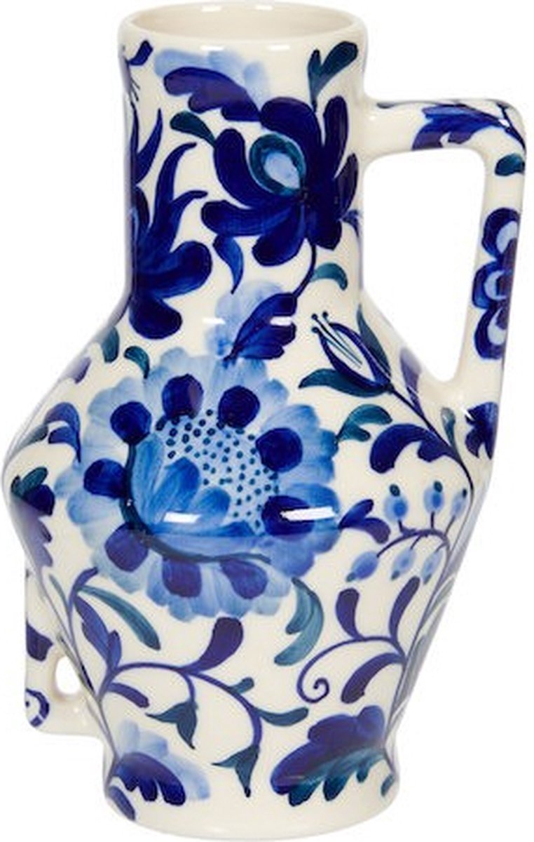 Return to Sender Vaas - H15 cm - Bed of Flowers Blue - Handgeschilderd