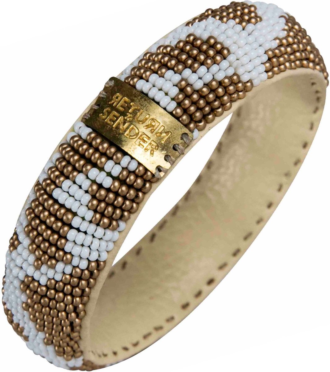Return to Sender Armband dames smal - wit goud - giraf - Ø7 cm - glazen kralen